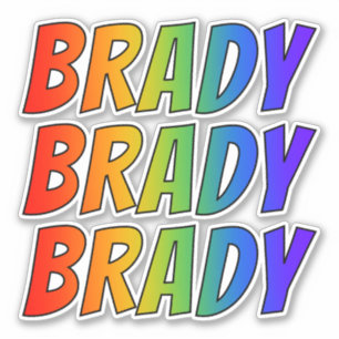 Sticker Prénom "BRADY" avec colorant arc-en-ciel amusant