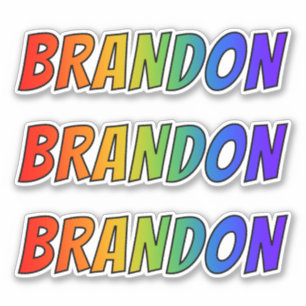 Sticker Prénom "BRANDON" avec la coloration d'arc-en-ciel