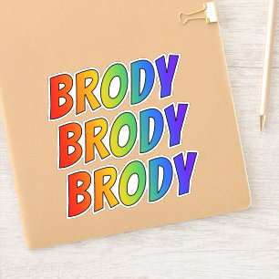 Sticker Prénom "BRODY" avec la coloration d'arc-en-ciel