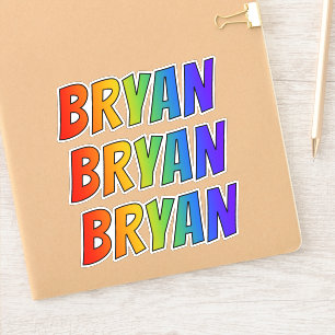 Sticker Prénom "BRYAN" avec la coloration d'arc-en-ciel