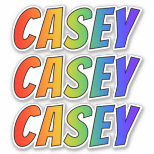 Sticker Prénom "CASEY" avec la coloration d'arc-en-ciel
