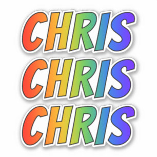 Sticker Prénom "CHRIS" avec colorant arc-en-ciel amusant