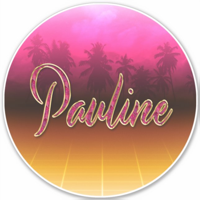 Sticker Prénom de Pauline Prénom de Golden Pink Autocollan (Devant)