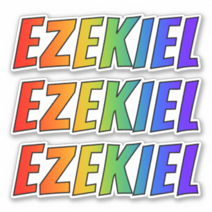 Sticker Prénom "EZEKIEL" avec colorant arc-en-ciel amusan