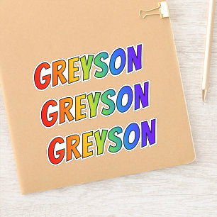 Sticker Prénom "GREYSON" avec colorant arc-en-ciel amusant