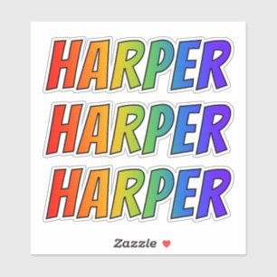 Sticker Prénom "HARPER" avec colorant arc-en-ciel amusant