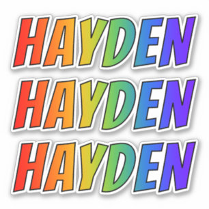 Sticker Prénom "HAYDEN" avec colorant arc en ciel amusant