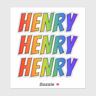 Sticker Prénom "HENRY" avec colorant arc-en-ciel amusant