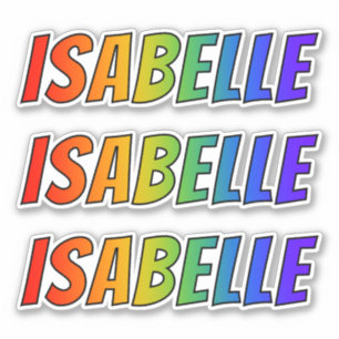 Sticker Prénom "ISABELLE" avec la coloration d'arc-en-cie