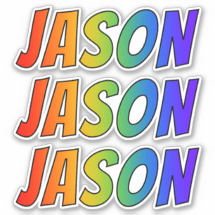 Sticker Prénom "JASON" avec coloration arc-en-ciel amusant