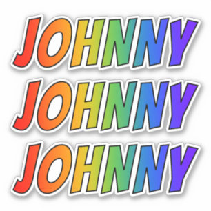 Sticker Prénom "JOHNNY" avec colorant arc-en-ciel amusant