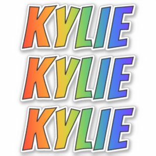 Sticker Prénom "KYLIE" avec la coloration d'arc-en-ciel
