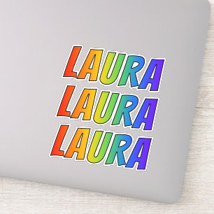 Sticker Prénom "LAURA" avec coloration arc-en-ciel amusan