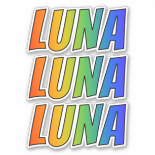 Sticker Prénom "LUNA" avec la coloration d'arc-en-ciel