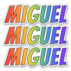 Sticker Prénom "MIGUEL" avec colorant arc-en-ciel amusant