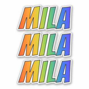 Sticker Prénom "MILA" avec la coloration d'arc-en-ciel
