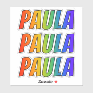 Sticker Prénom "PAULA" avec colorant arc-en-ciel amusant