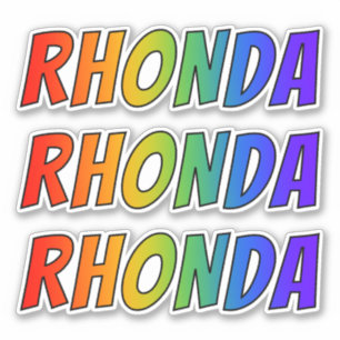 Sticker Prénom "RHONDA" avec la coloration d'arc-en-ciel