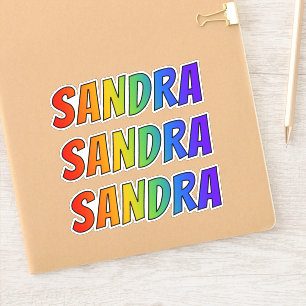 Sticker Prénom "SANDRA" avec colorant arc-en-ciel amusant