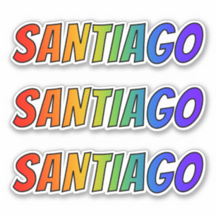 Sticker Prénom "SANTIAGO" avec la coloration d'arc-en-cie