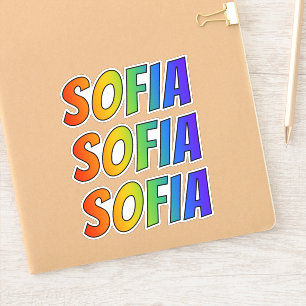Sticker Prénom "SOFIA" avec colorant arc-en-ciel amusant
