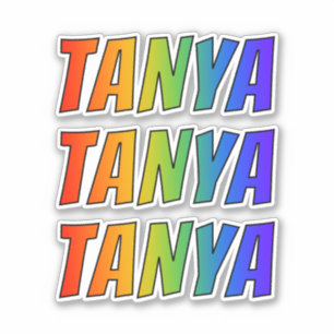 Sticker Prénom "TANYA" avec la coloration d'arc-en-ciel