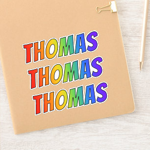 Sticker Prénom "THOMAS" avec colorant arc-en-ciel amusant