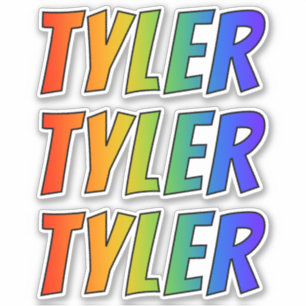 Sticker Prénom "TYLER" avec colorant arc-en-ciel amusant