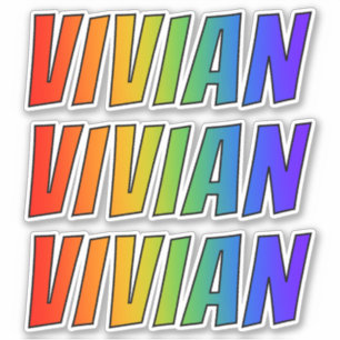 Sticker Prénom "VIVIAN" avec colorant arc en ciel amusant