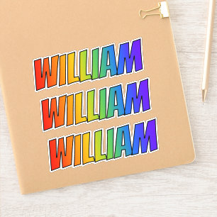 Sticker Prénom "WILLIAM" avec colorant arc-en-ciel amusant