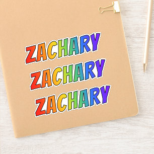 Sticker Prénom "ZACHARY" avec colorant arc-en-ciel amusant