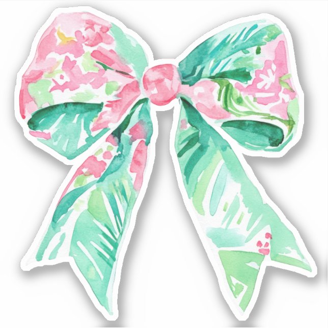 Sticker Preppy rose et Aqua Floral Bow (Devant)