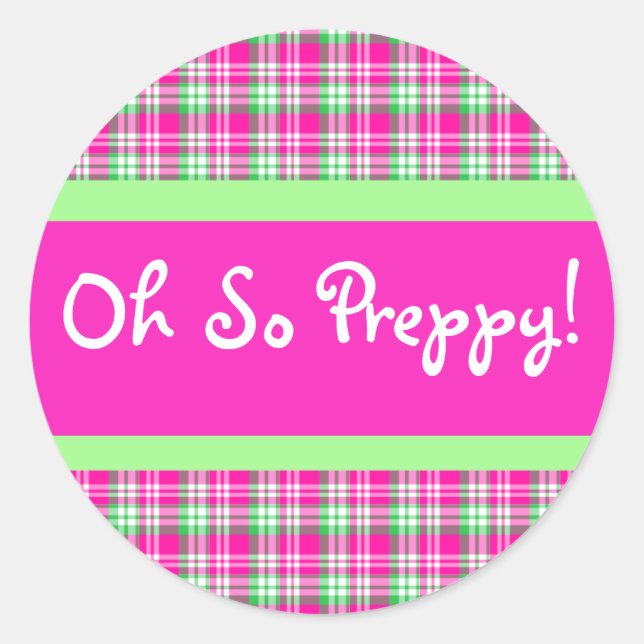 Sticker Preppy rose et vert (Devant)