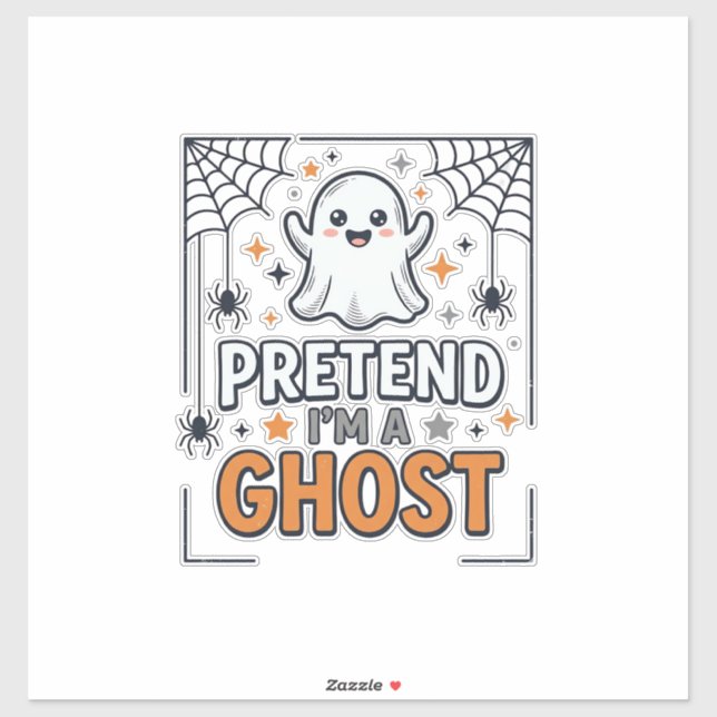 Sticker Prétendez que je suis un fantôme Halloween mignon (Feuille)