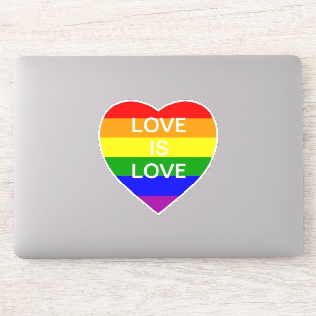 Sticker Pride arc-en-ciel coeur Gay pride amour est amour (Ordinateur)