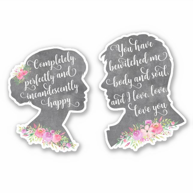 Sticker Pride et Préjugés Citation du livre M. Darcy Eliza (Devant)