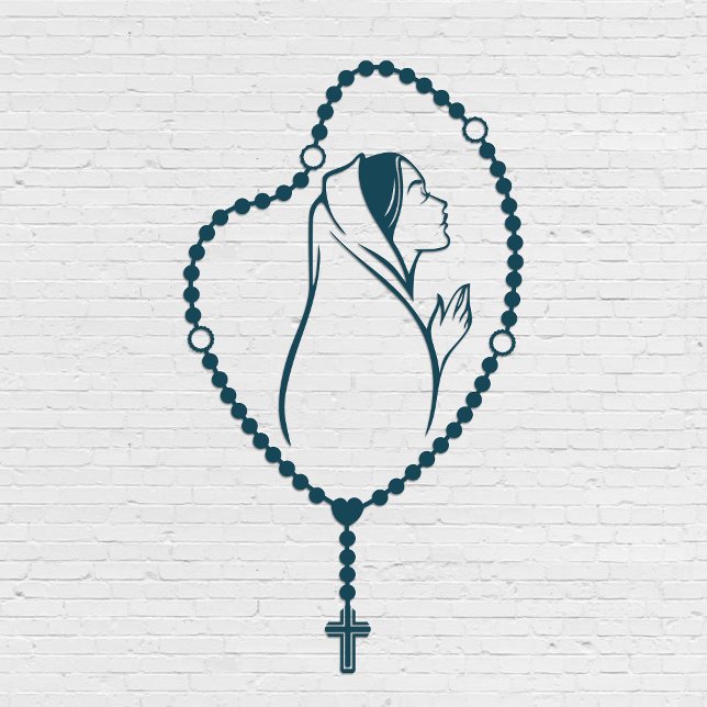 Sticker Priez le quotidien Rosaire Vierge Marie Catholique (Créateur téléchargé)