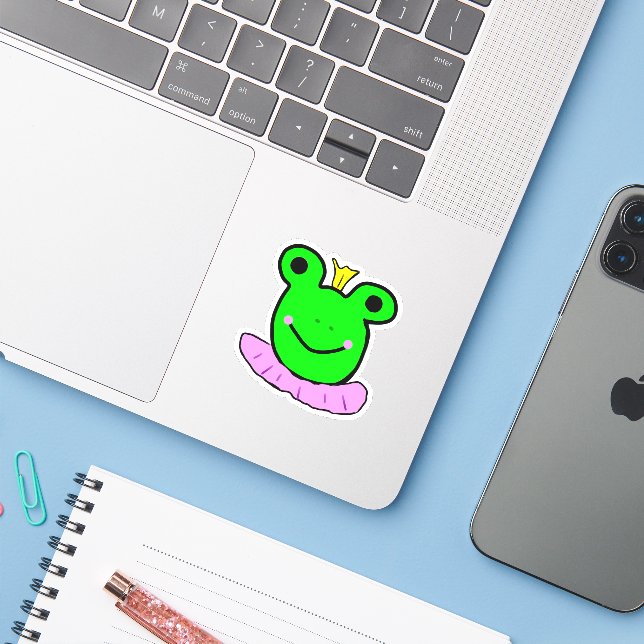 Sticker Prince de grenouille (Ordinateur portable avec iPhone)