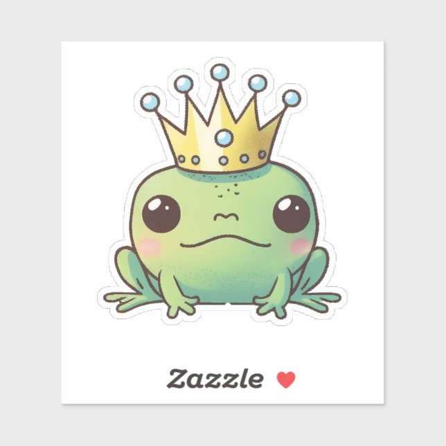 Sticker Prince de la Grenouille Cute Kawaii (Feuille)