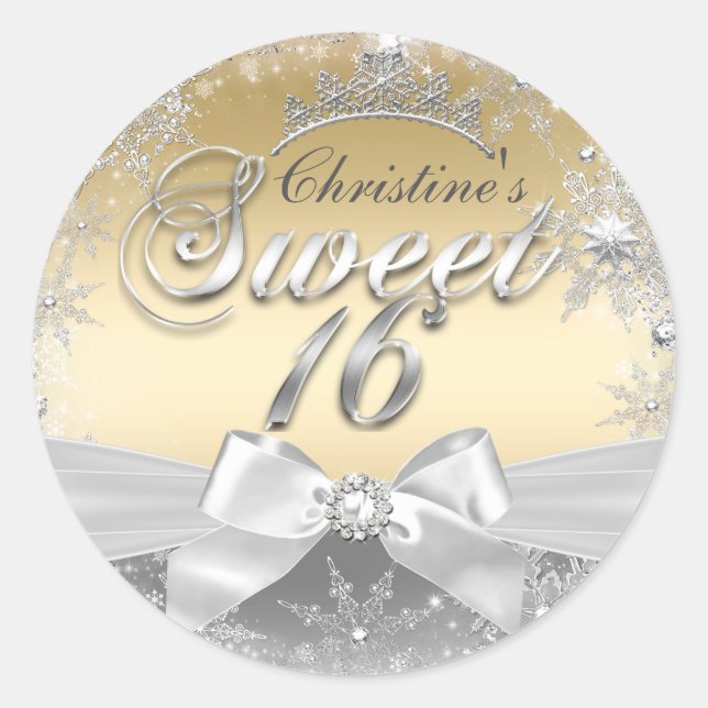 Sticker Princess Winter Wonderland Gold Sweet 16 (Devant)