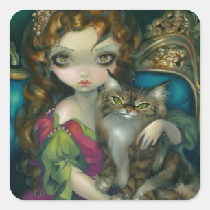Sticker "Princess with a Maine Coon Cat"