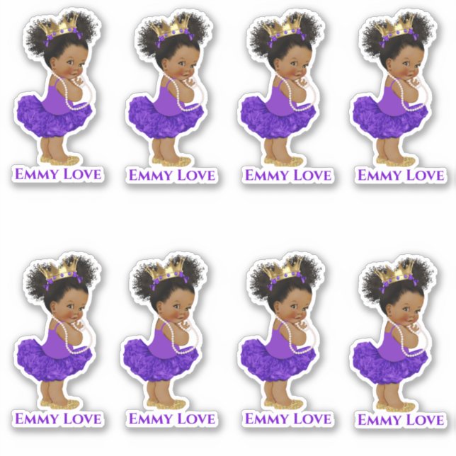 Sticker Princesse Ballerina Baby Girl Purple Tutu Crown (Devant)