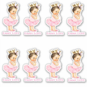 Sticker Princesse Ballerine Bébé Fille Tutu Rose Couronne 