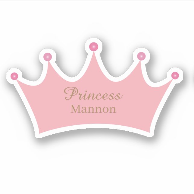 Sticker Princesse Blush Pink Gold Crown Tiara Nom personna (Devant)