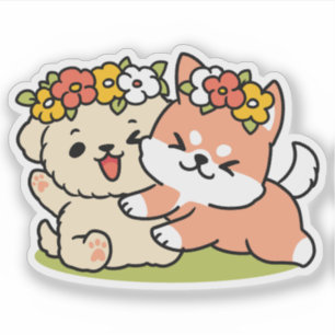 Sticker Printemps dans la laideur - Illustration de chien 