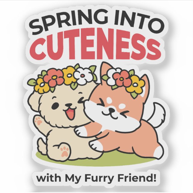 Sticker Printemps dans la laideur - Illustration de chien  (Devant)