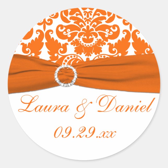 Sticker Privilège Mariage damassé Blanc, Orange (Devant)