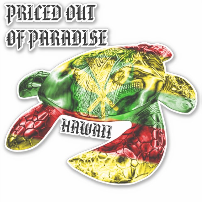 Sticker PRIX HORS DE PARADISE HI TRBL Honu Kanaka Maoli (Devant)