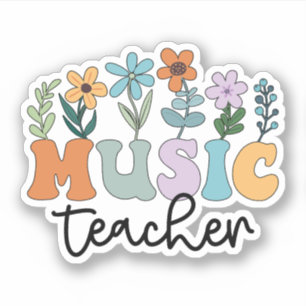 Sticker Professeur De Musique super Avec Fleurs Musicien