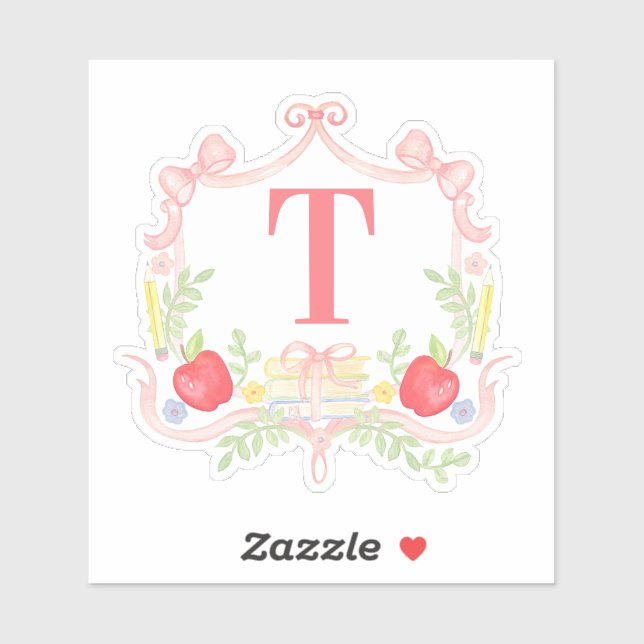 Sticker Professeur | Monogramme de crête scolaire (Feuille)